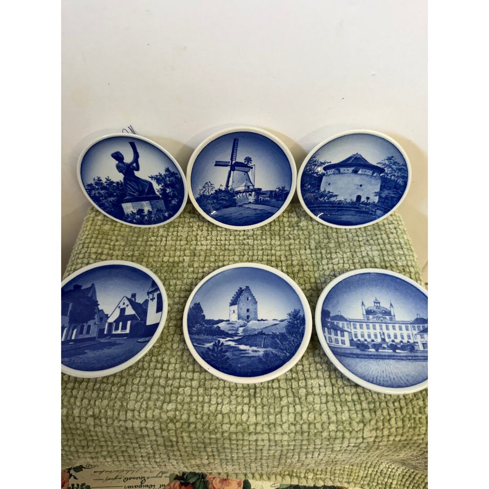 Royal Copenhagen Mini Plates Denmark 2010 Lot of 6 Danish Scenes Porcelain